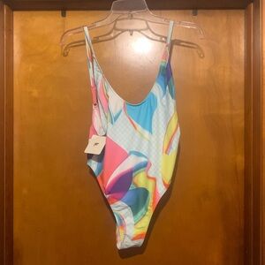 NWT Fabletics Size M Low Back One Piece Swimsuit